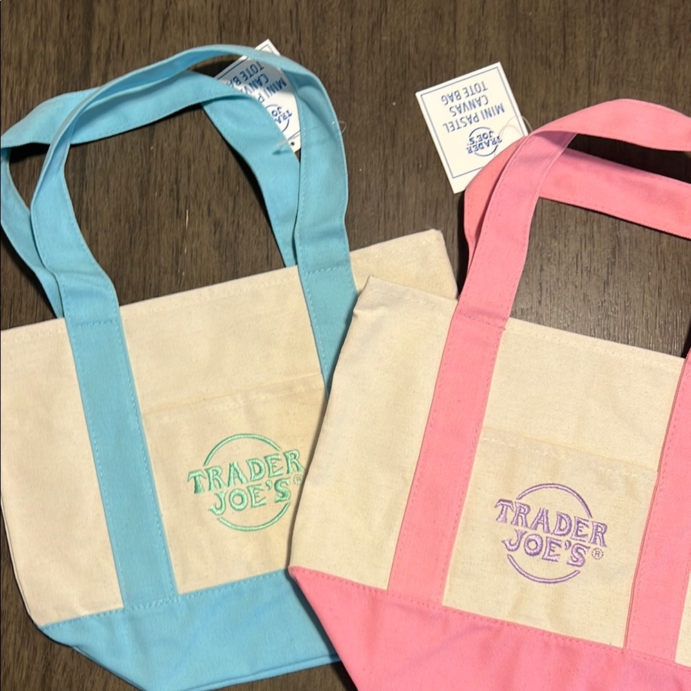 Trader Joe’s Pastel Mini Totes - Blue and Pink